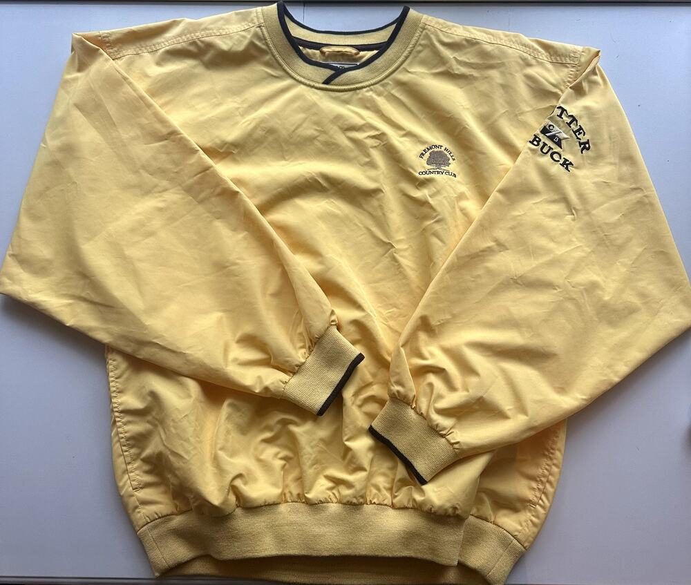 Vintage Cutter & Buck Windbreaker Pullover Mens L Yellow Fremont Hills Club Golf